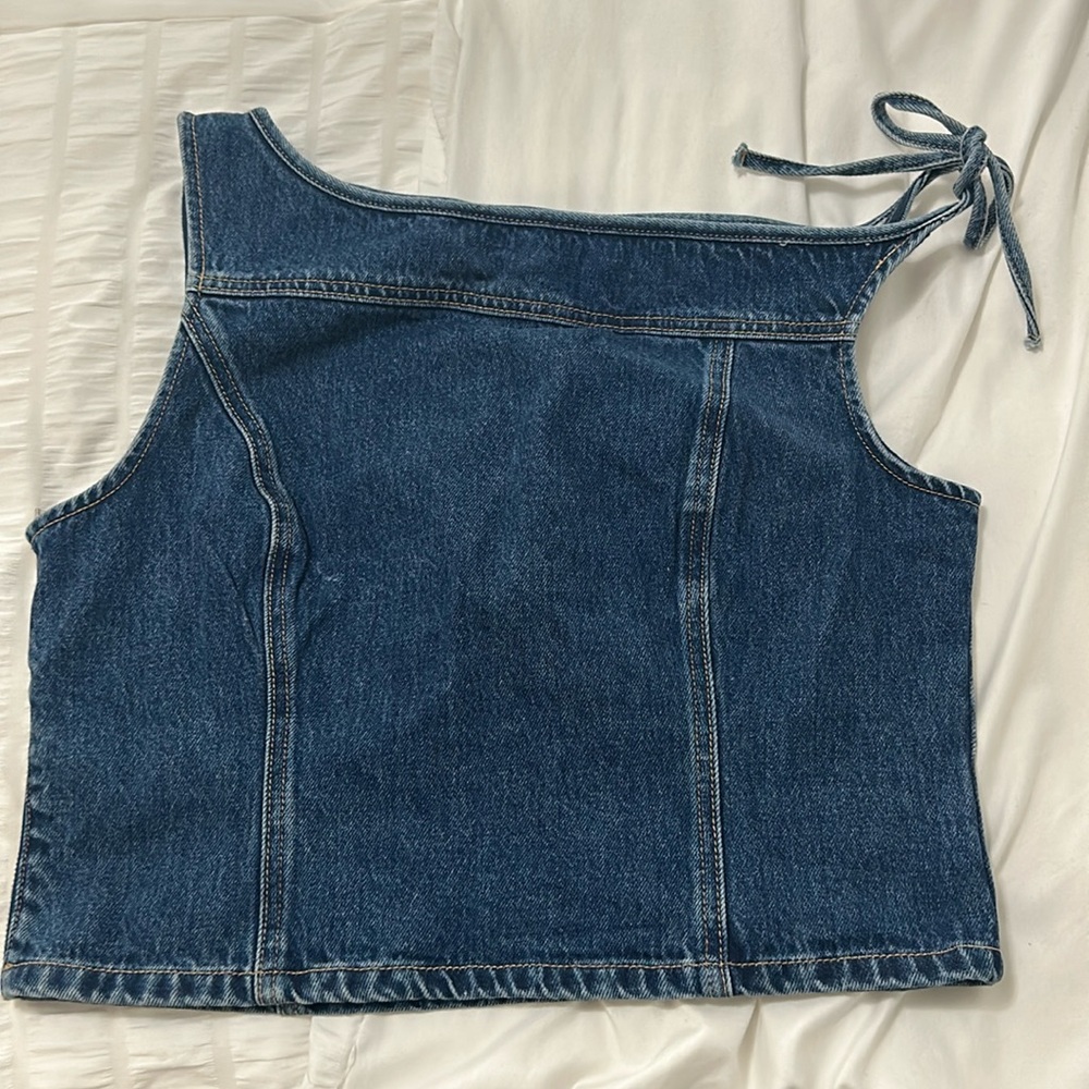 MESHKI Off-the-Shoulder Denim Top